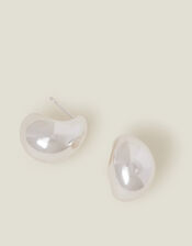 Sterling Silver-Plated Chunky Teardrop Earrings, , large
