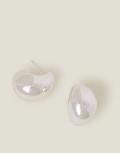 Sterling Silver-Plated Chunky Teardrop Earrings, , large