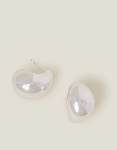 Sterling Silver-Plated Chunky Teardrop Earrings, , large