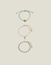 3-Pack Bead Feather Anklets, , large