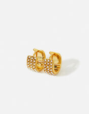 Gold-Plated Mini Pearl Hoops, , large