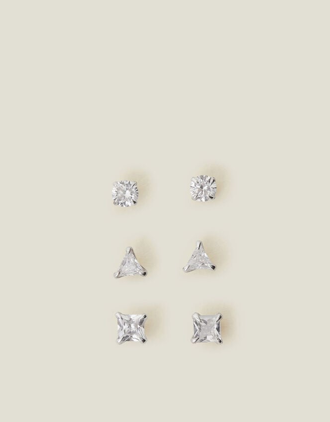 3-Pack Sterling Silver Diamant&eacute; Stud Earrings, , large