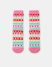 Fair Isle Print Bed Socks, , large