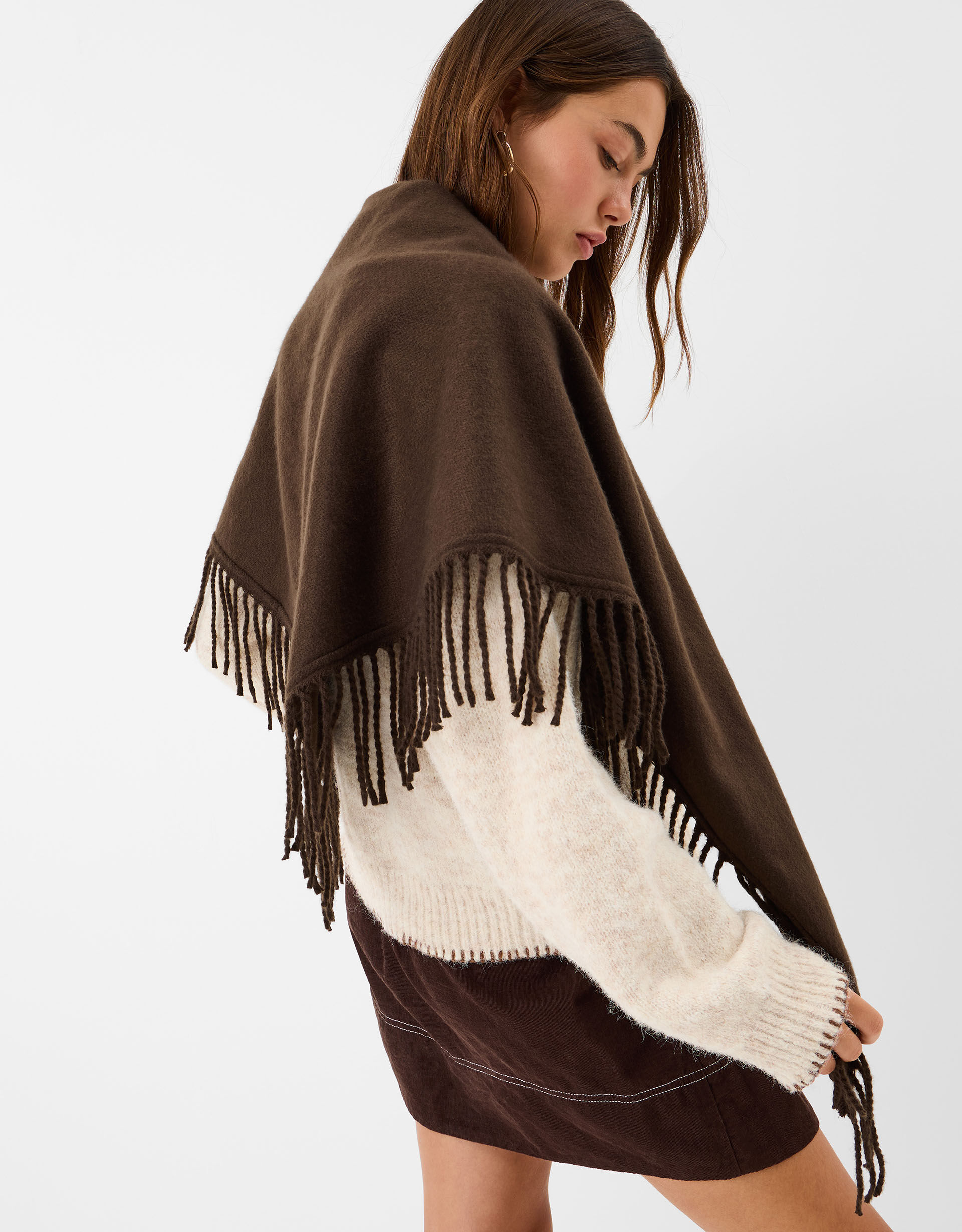 Large Tassel Knit Triangle Scarf | Scarves | Accessorize UK