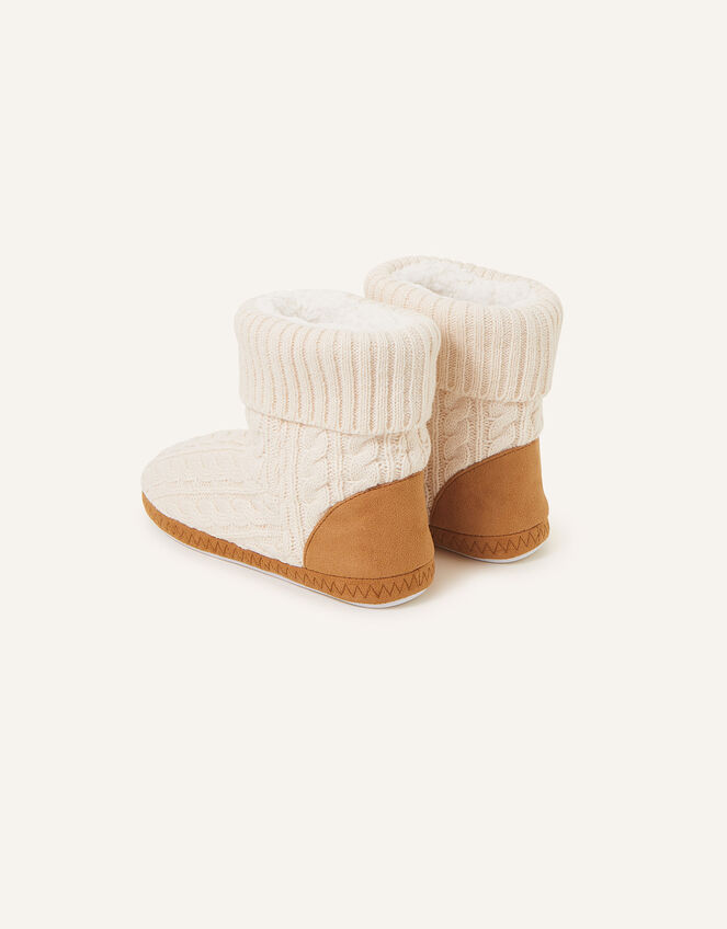 Cable Knitted Slipper Boots , Cream (CREAM), large