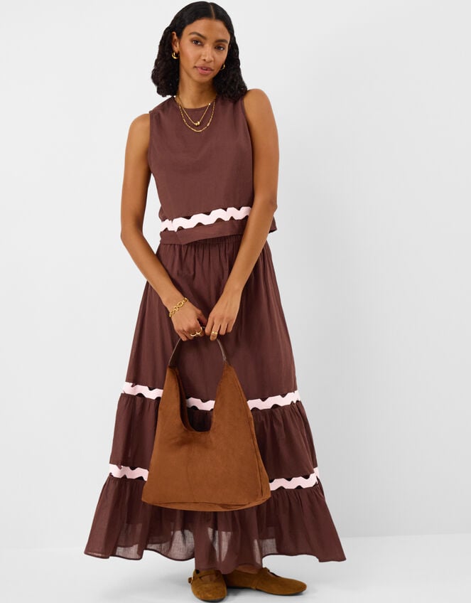 Sleeveless Ric Rac Top, Brown (BROWN), large