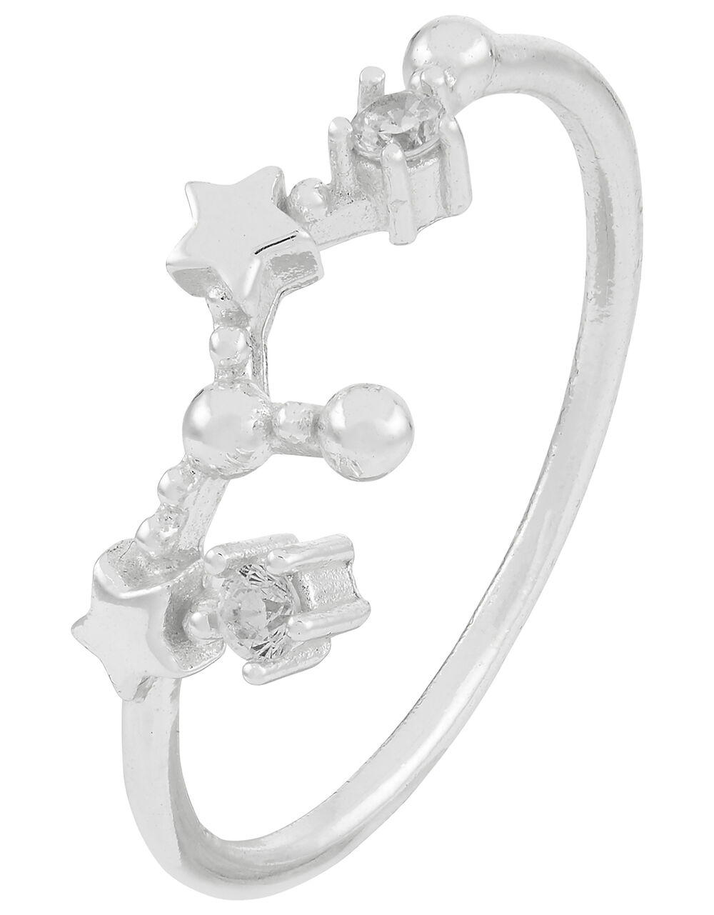 Sterling Silver Leo Constellation Ring White Sterling silver