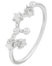Sterling Silver Leo Constellation Ring, White (ST CRYSTAL), large