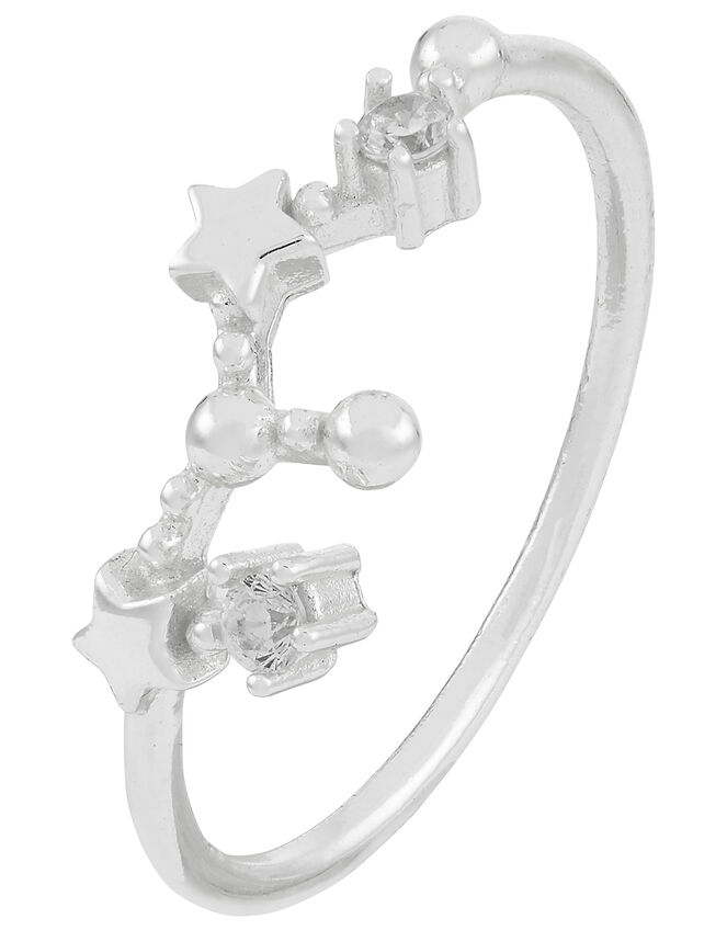 Sterling Silver Leo Constellation Ring, White (ST CRYSTAL), large