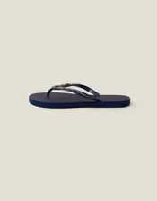 Beaded Flip Flops, Blue (NAVY), large