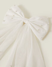 Bridal Pearl Bow Barrette Hair Clip, , large