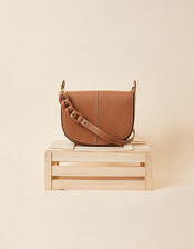Leather Plait Saddle Cross-Body Bag, , large
