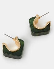 Resin Square Hoop Earrings, , large