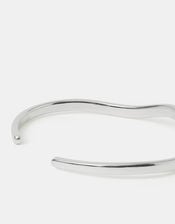 Sterling Silver-Plated Wave Open Cuff Bracelet, , large