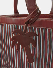Mesh Stripe Shopper Bag, Brown (CHOCOLATE), large