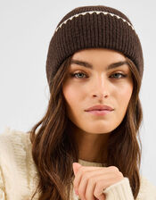 Whipstitch Beanie Hat, , large