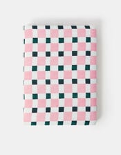 Checkerboard Embroidered Initial Notebook, Pink (PINK), large