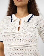 Knitted Polo Shirt, Ivory (IVORY), large