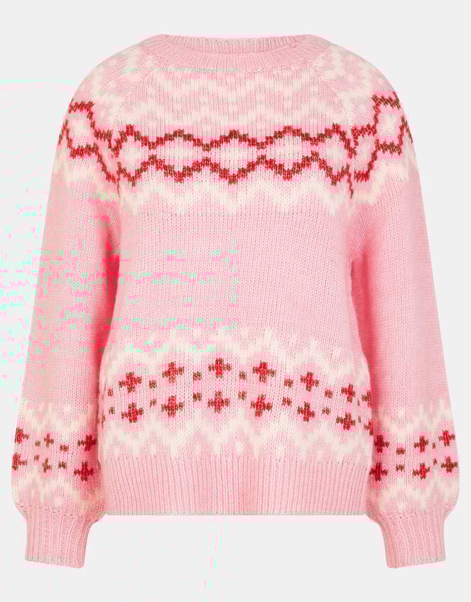 Oversized Fair Isle Jumper, Pink (PINK), large