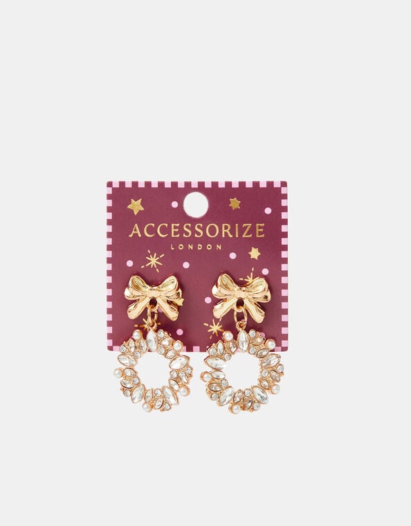 Christmas Wreath Drop Earrings, , large