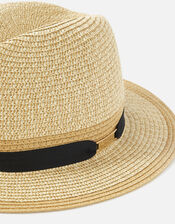 Colourblock Fedora Hat, Tan (TAN), large