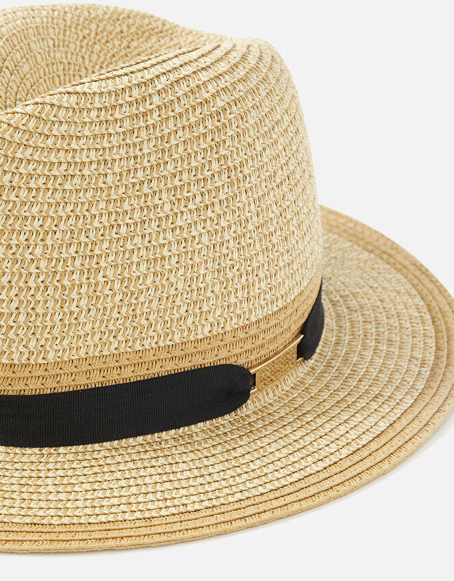 Colourblock Fedora Hat, Tan (TAN), large