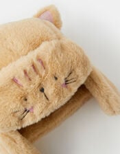 Girls Fluffy Cat Trapper Hat, Camel (BEIGE), large