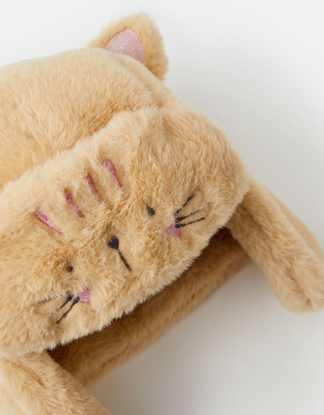 Girls Fluffy Cat Trapper Hat, Camel (BEIGE), large