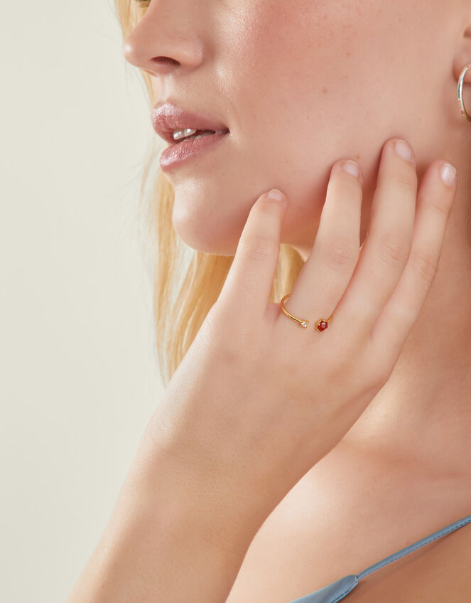 14ct Gold-Plated Adjustable Birthstone Ring, Gold (GOLD), large