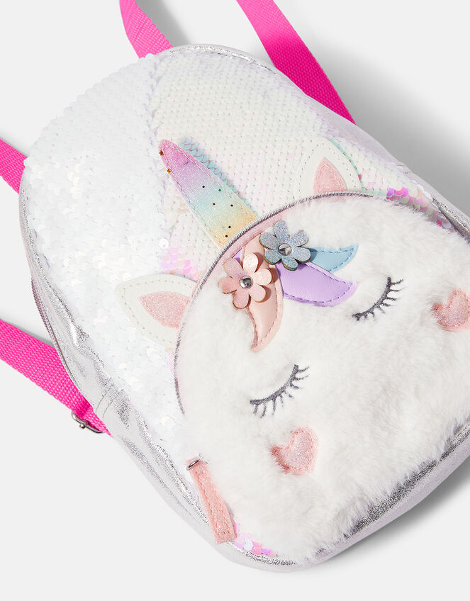 Girls Unicorn Fluffy Backpack, , large