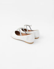 Girls Bow Ballerina Flats, Silver (SILVER), large