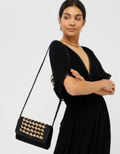 Raffia Flap Cross-Body Bag, , large