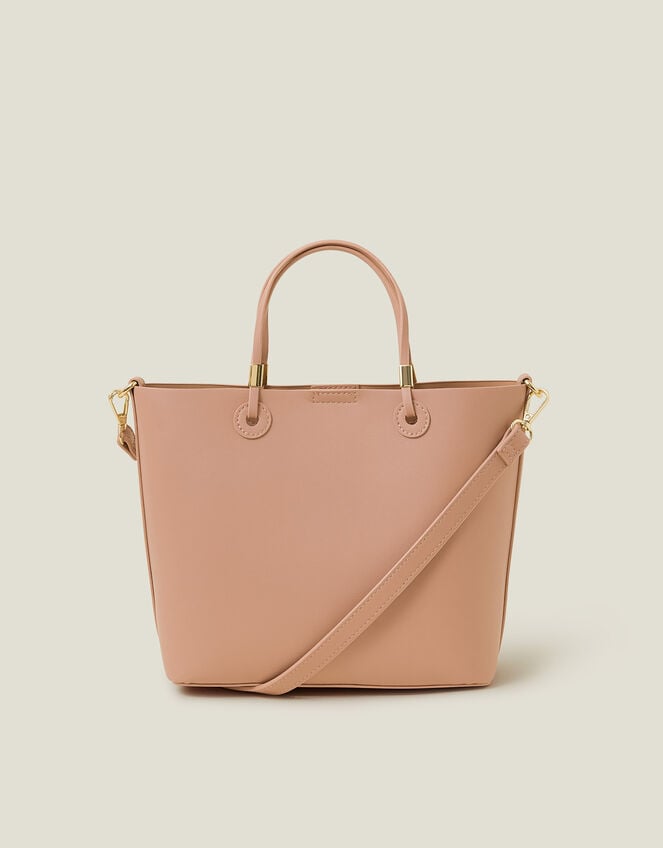 Smooth Faux Leather Handbag, , large