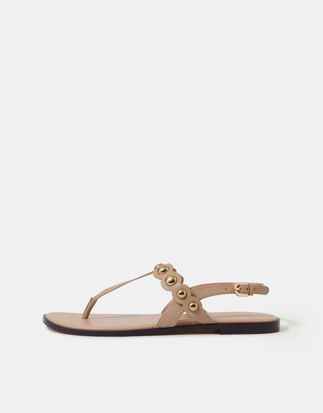 Stud Strappy Sandals, Cream (CREAM), large