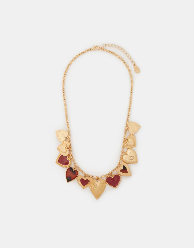 Statement Heart Charm Necklace, , large