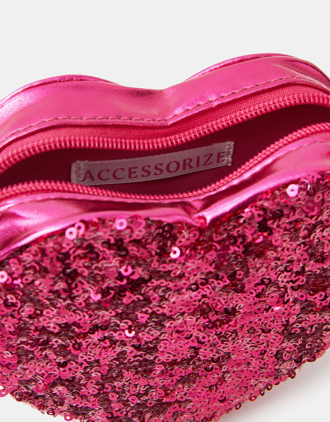 Girls Sequin Heart Bag, , large