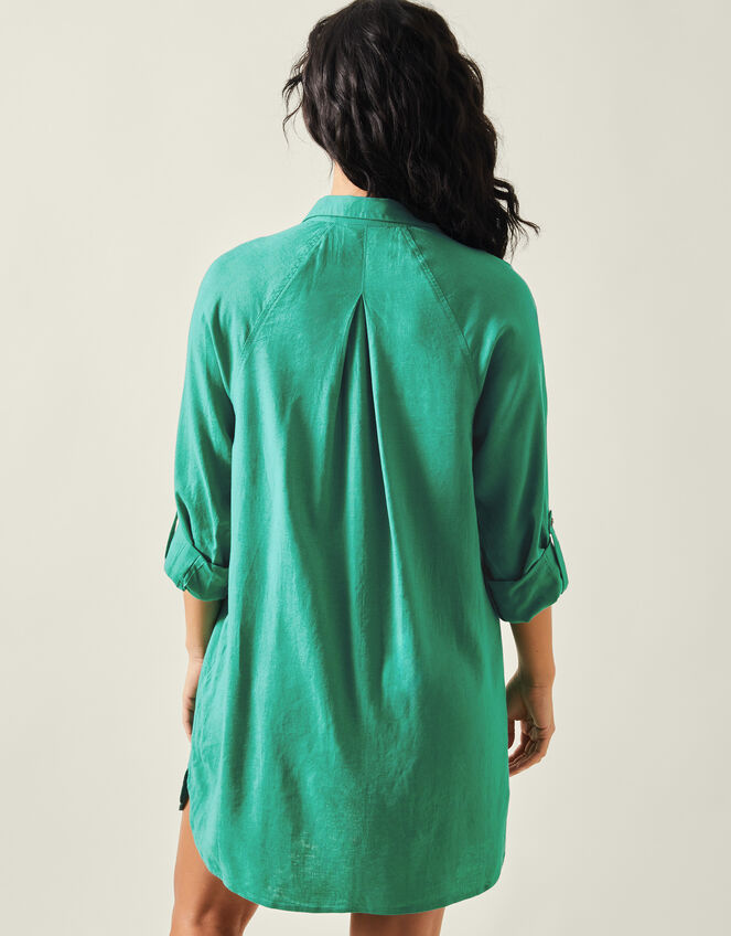 Long Sleeve Beach Cover Up Shirt, Green (GREEN), large