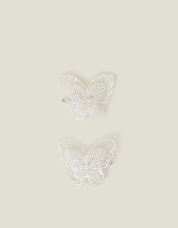2-Pack Girls Beaded Butterfly Hair Clips, , large