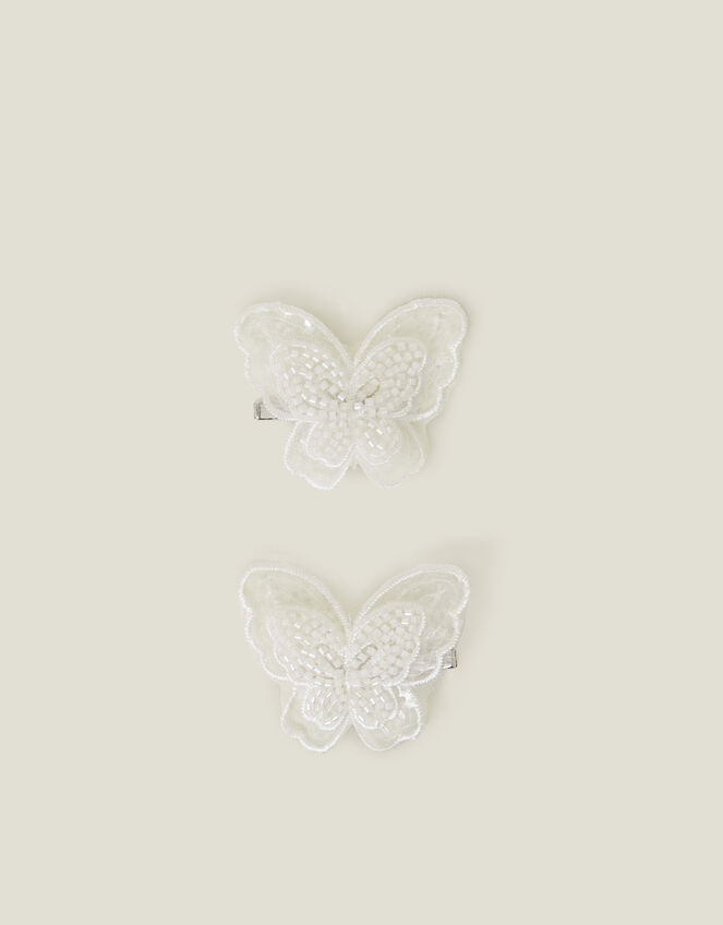 2-Pack Girls Beaded Butterfly Hair Clips, , large