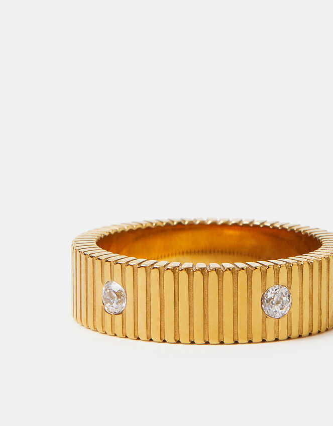 Stainless Steel Stone Band Ring, Gold (GOLD), large