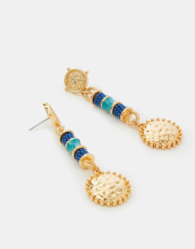 Beaded Bar Disc Drop Earring, , large