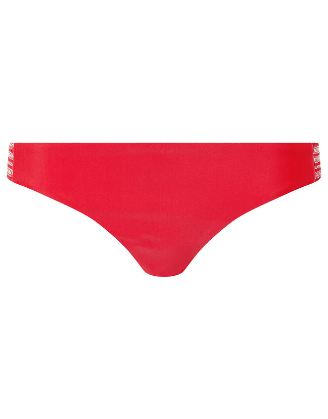 Smocked Bikini Brief with Recycled Polyester, Red (RED), large