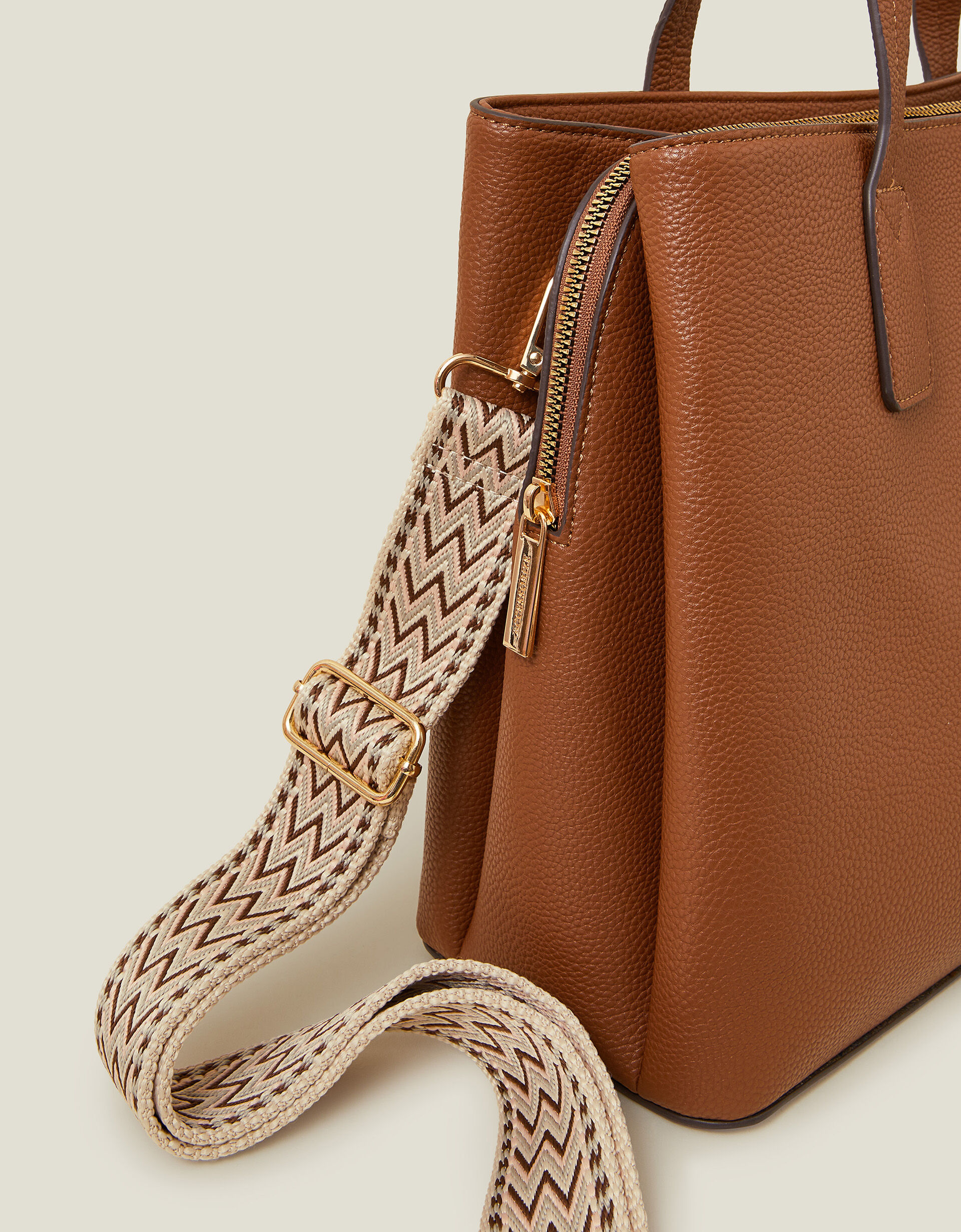 Webbing Strap Tote Bag Tan