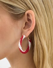 Beaded Candy Cane Hoop Earrings, , large