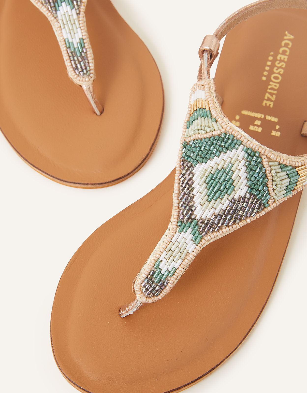 Beaded leather sandals hot sale