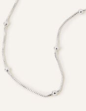 Beaded Chain Necklace , Silver (SILVER), large