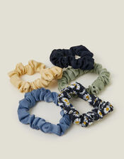 5-Pack Mix Skinny Hair Scrunchies, , large