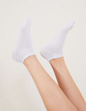 Supersoft Cotton Ankle Socks Set of Three, White (WHITE), large