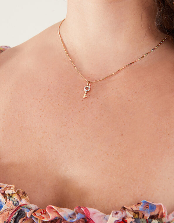 Sparkle Key Pendant Necklace, , large