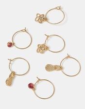 3-Pack Pineapple Gem Charm Hoop Earrings, , large